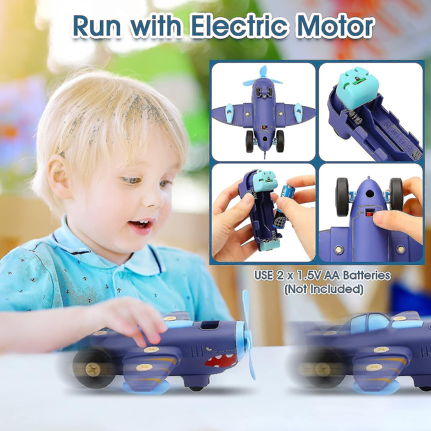 Building Toys For Kids，take Apart Airplane Toy With Electric Motor Toys