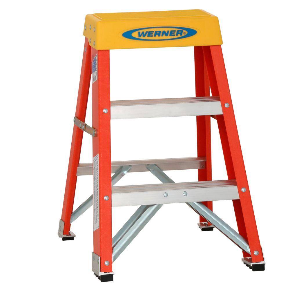 Werner 2 ft. Fiberglass Step Ladder with 300 lb. Load Capacity Type IA Duty Rating 6202