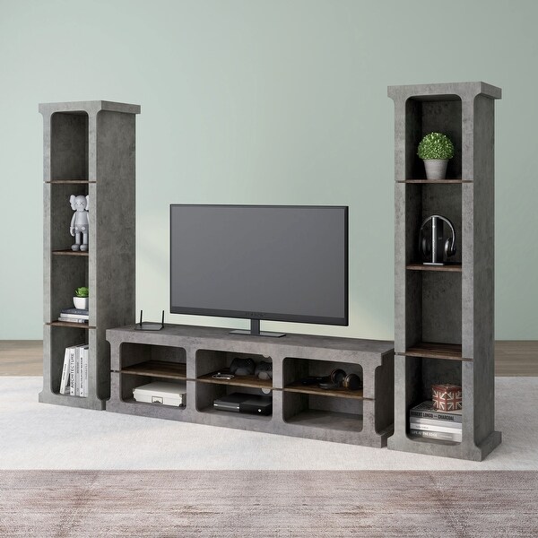 DH BASIC Cement Grey Urban 3-piece Entertainment Center by Denhour