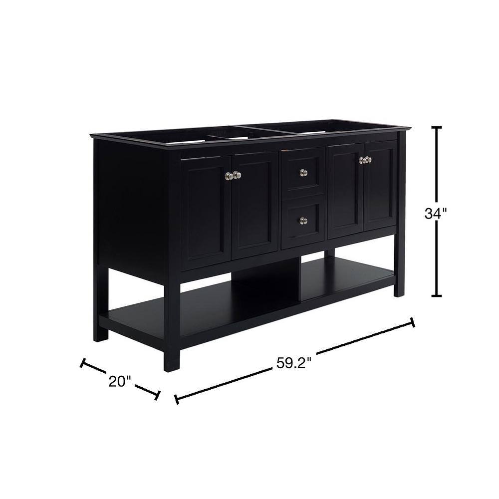 Fresca Manchester 60 in. W Bathroom Double Bowl Vanity Cabinet Only in Black FCB2360BL-D