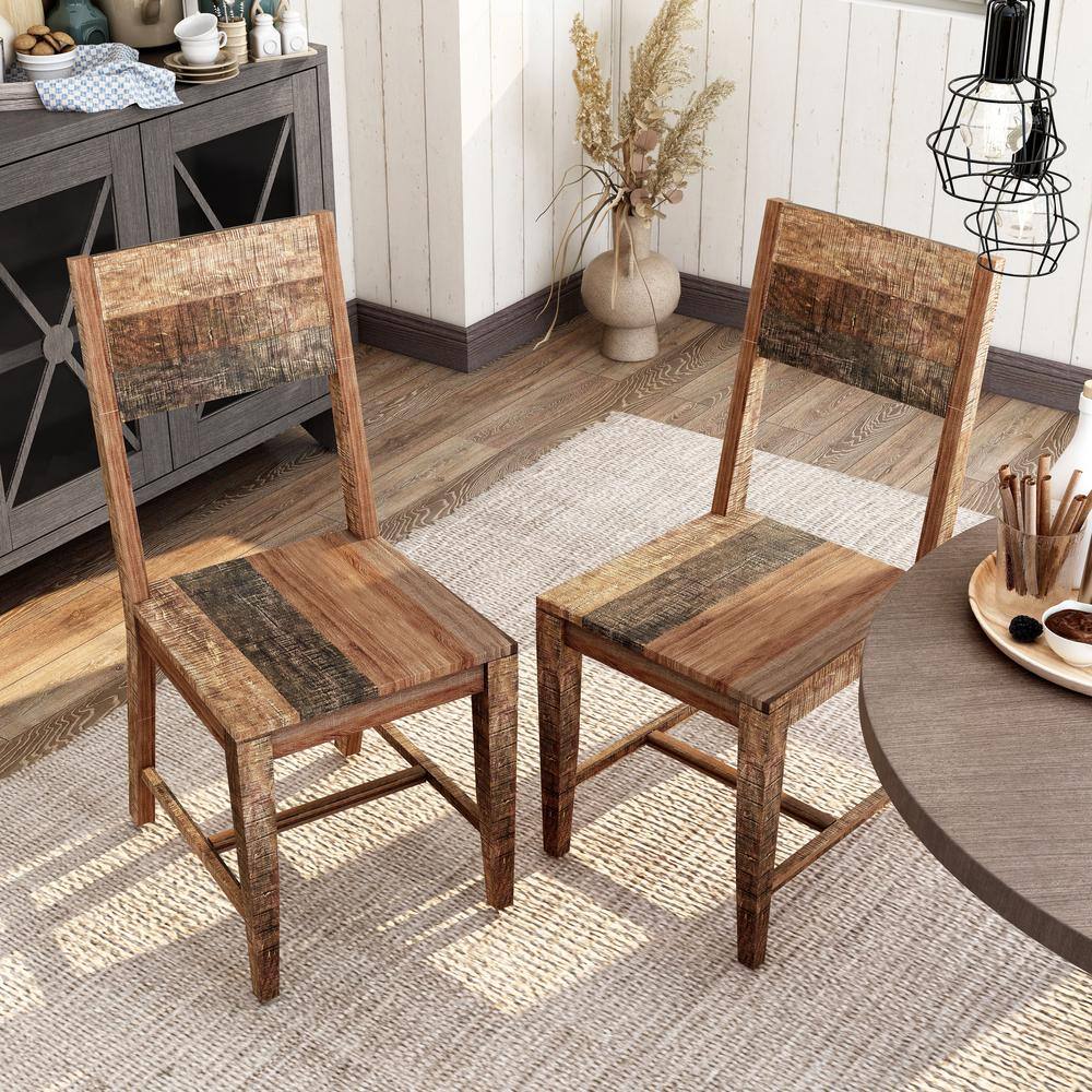 Furniture of America Sunniva Natural Solid Mango Wood Dining Side Chair (Set of 2) IDF-51030