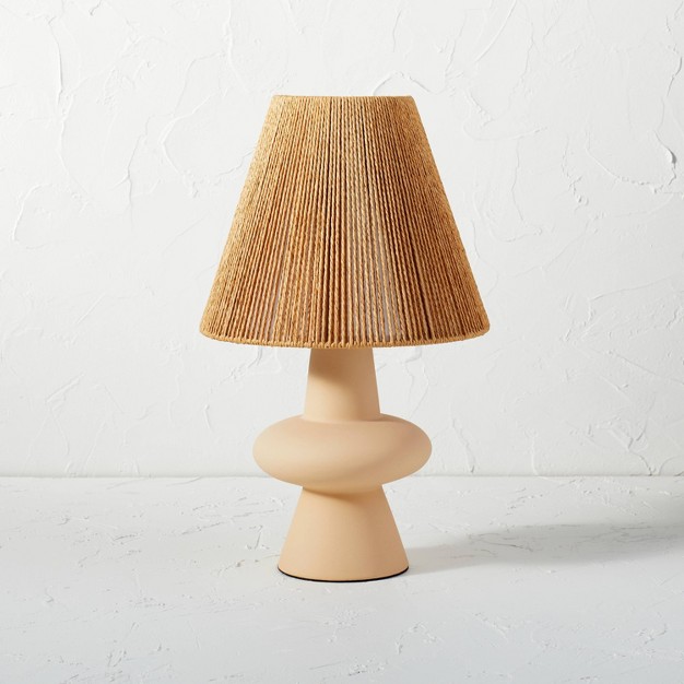 Ceramic Table Lamp With Rope Shade Brown includes Led Light Bulb Designed With Jungalow