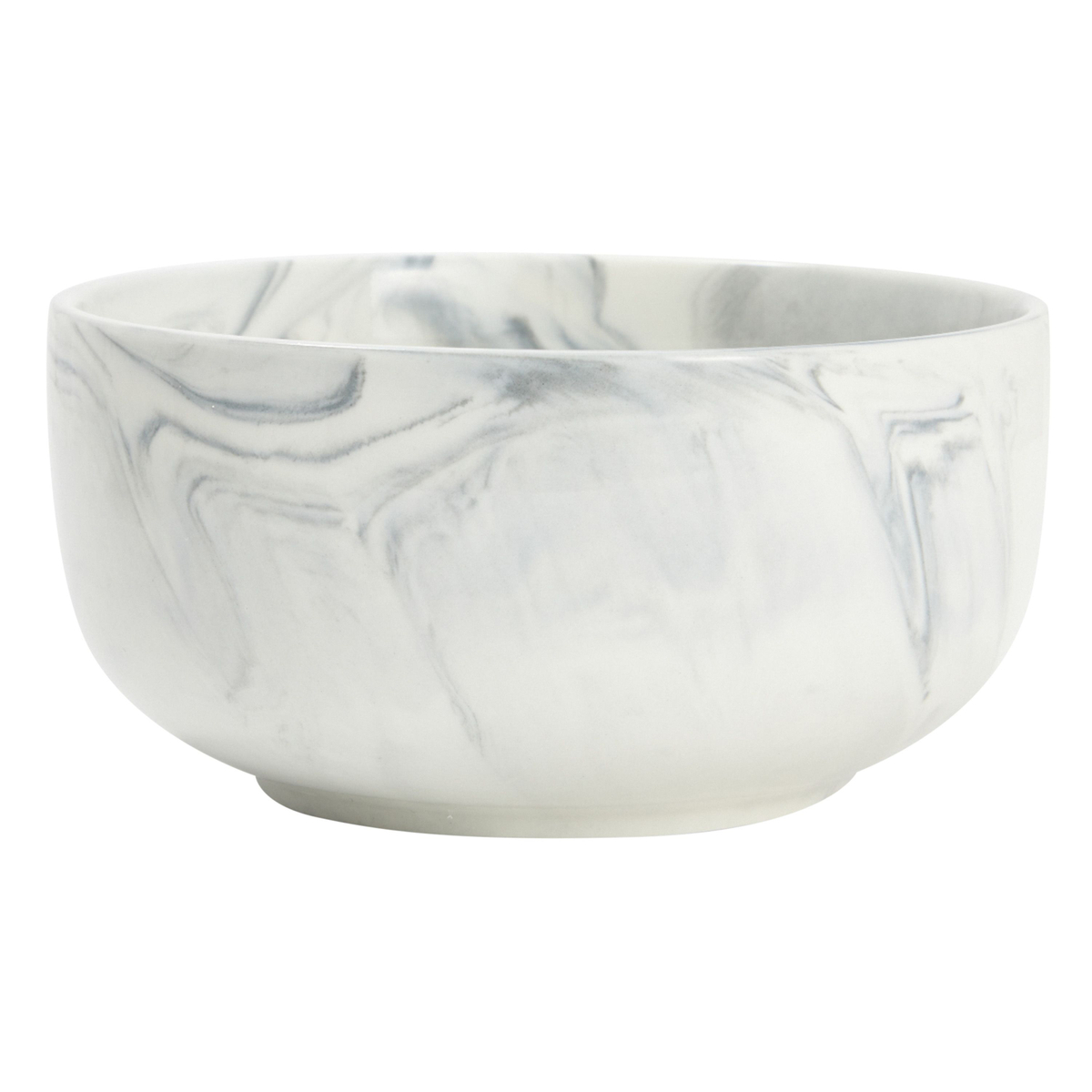 Set of 6 Marble Gray Porcelain Bowls for Soup， Kitchenware， 6 x 3 in， 28 oz