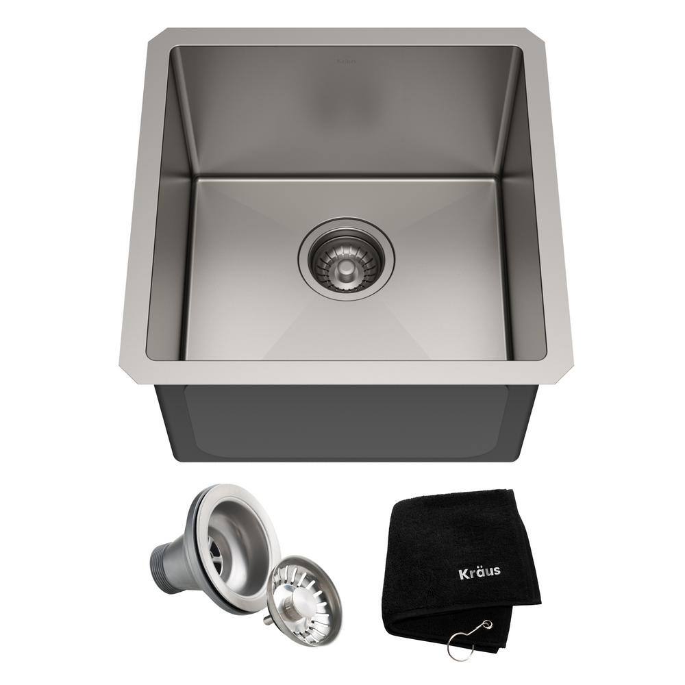 KRAUS Standart PRO 16 Gauge Stainless Steel 17 in. Undermount Bar Sink KHU101-17