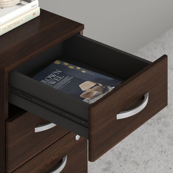 Bush Business Furniture Hybrid 3 Drawer Mobile File Cabinet in Black Walnut - Assembled