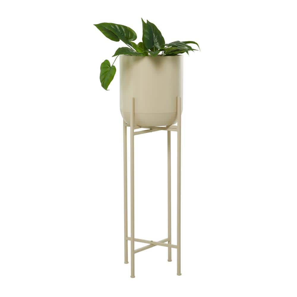 Litton Lane CosmoLiving by Cosmopolitan 42 in. x 13 in. Beige Metal Modern Planter 041933