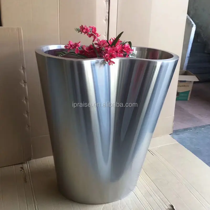 Outdoor garden supplies metal planters / steel flower pot / silver large plant square pots for plants