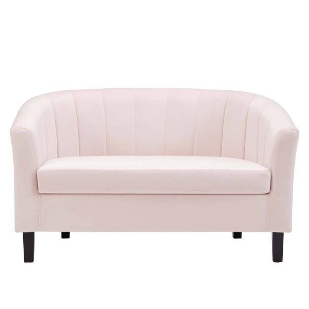 Prospect Channel Tufted Performance Velvet Loveseat Sofa Pink Modway