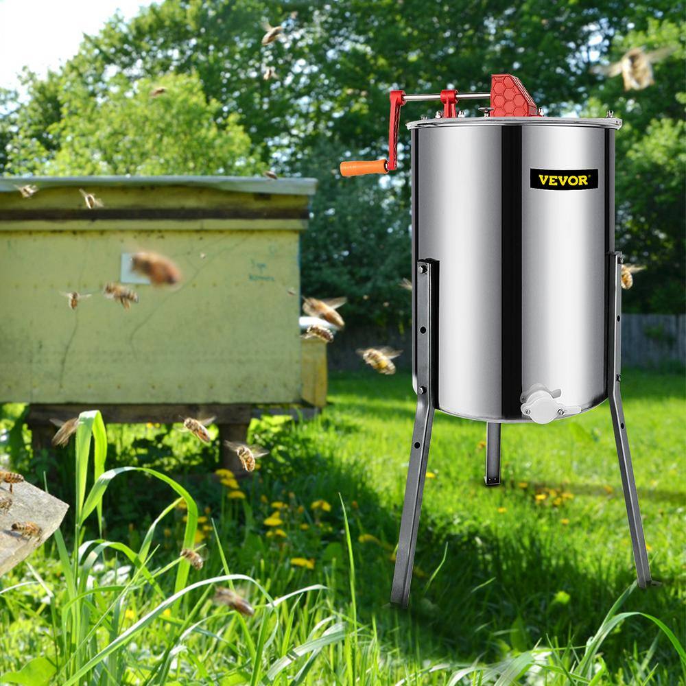 VEVOR 4 Frame Manual Honey Extractor Separator Bee Extractor Stainless Steel Honey Extraction Apiary Centrifuge Equipment S-4XXSDYMJ0000001V0