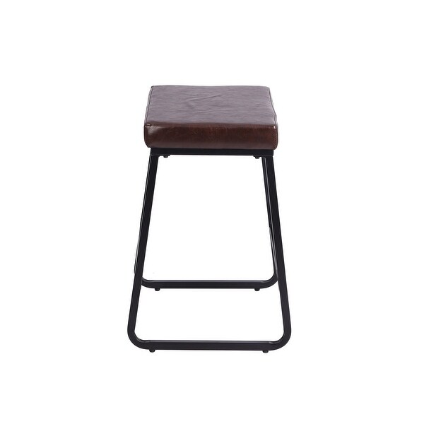 Porthos Home Setia Counter Stools Set of 2， PU Leather， Iron Legs