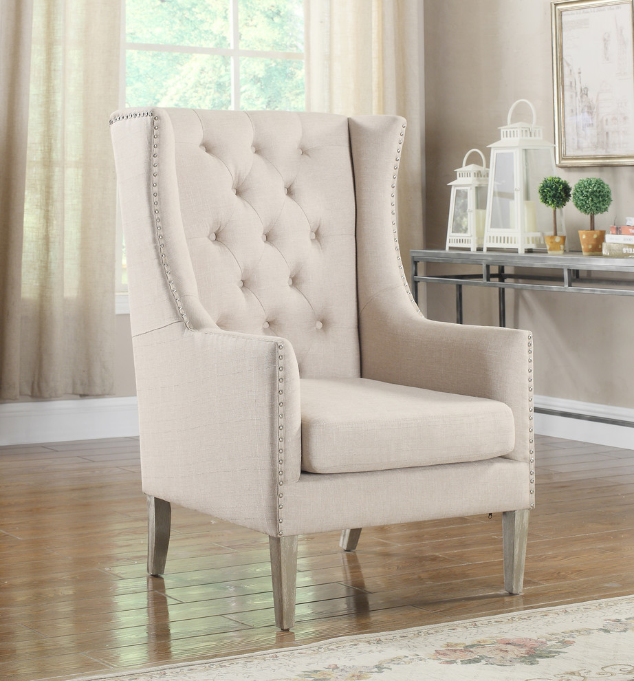 Executive Traditional Accent Arm Chair  Natural Finish   Farmhouse   Armchairs And Accent Chairs   by Furniture Import  ampExport Inc.  Houzz