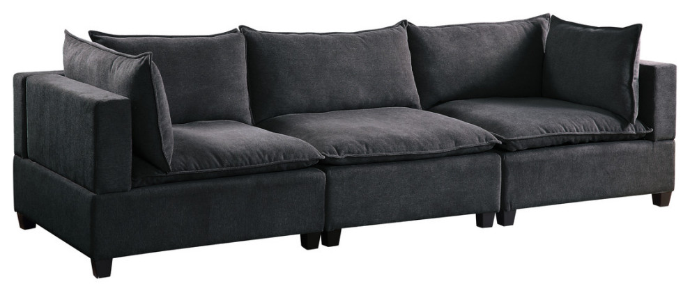 Madison Dark Gray Fabric Sofa Couch   Transitional   Sofas   by VirVentures  Houzz