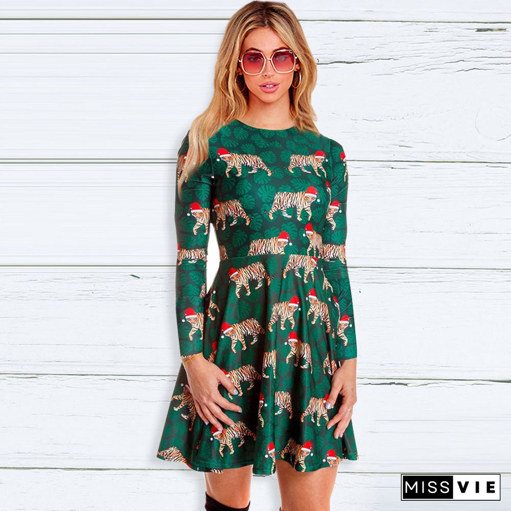 Women'S Long Sleeve Casual Christmas Dress