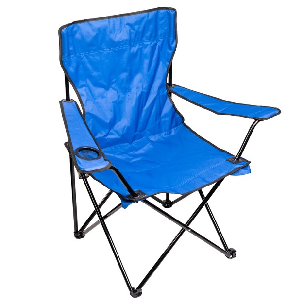 Lexi Home Blue Folding Chair With Cup Holder And Carry Bag