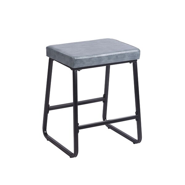 Porthos Home Setia Counter Stools Set of 2， PU Leather， Iron Legs