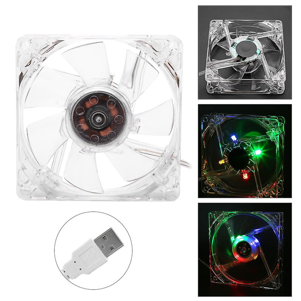 8cm Usb Colorful Light Transparent Cooling Fan 5v Cpu Cooling Fan For Pc Computer