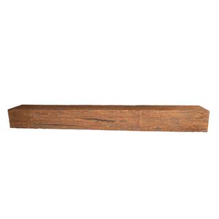 American Pro Decor 6 in. x 8 in. x 4 ft. Pecan Hand Hewn Faux Wood Cap-Shelf Mantel 5APD10929