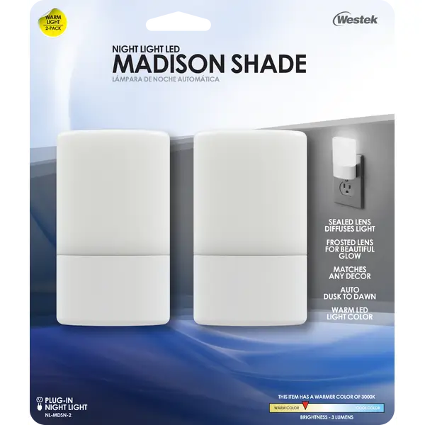 Westek Madison Shade LED Night Light 2-Pack