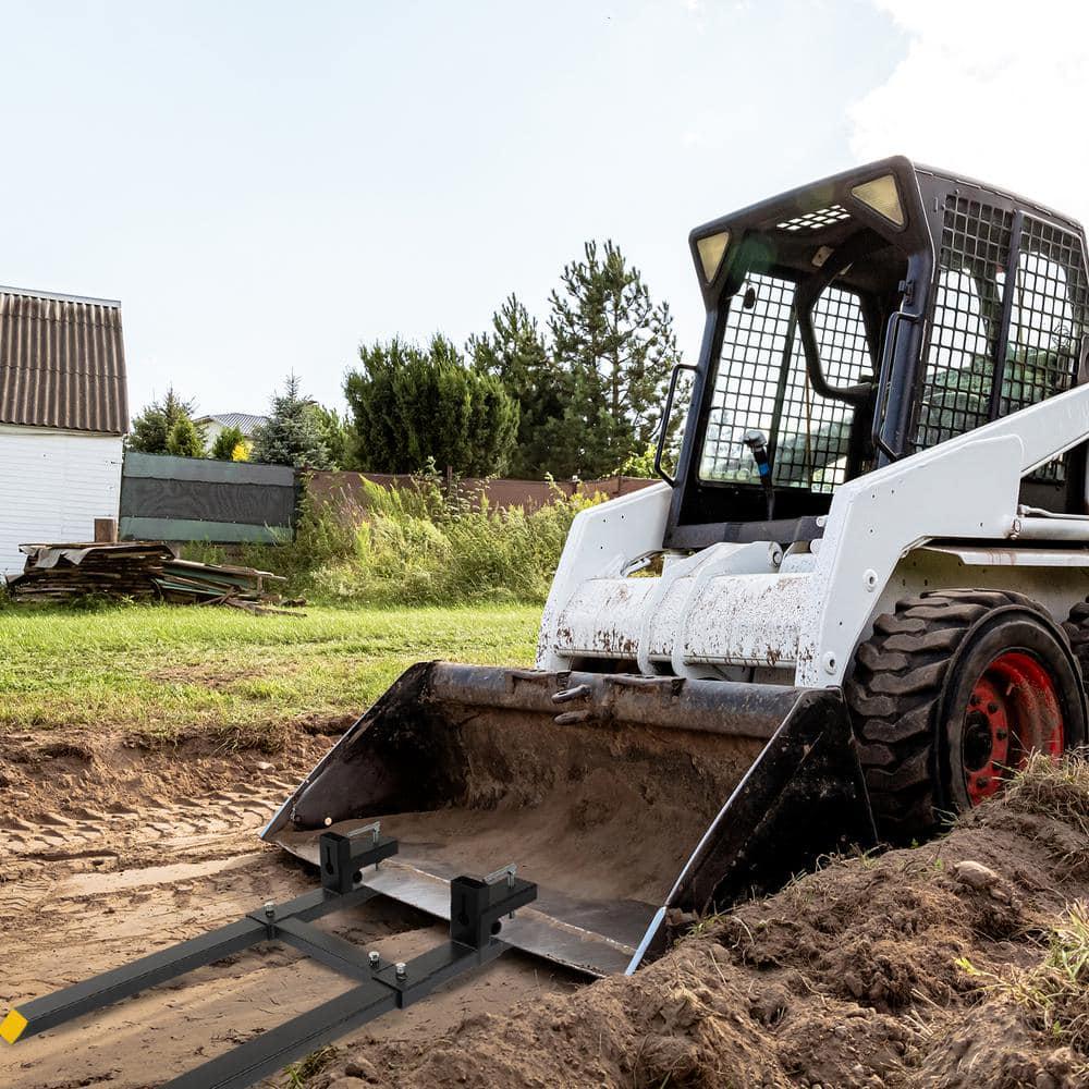 Karl home 1500 lbs 60 in ClampOn Pallet Forks Skid Steer Loader Bucket with Adjustable Stabilizer Ba