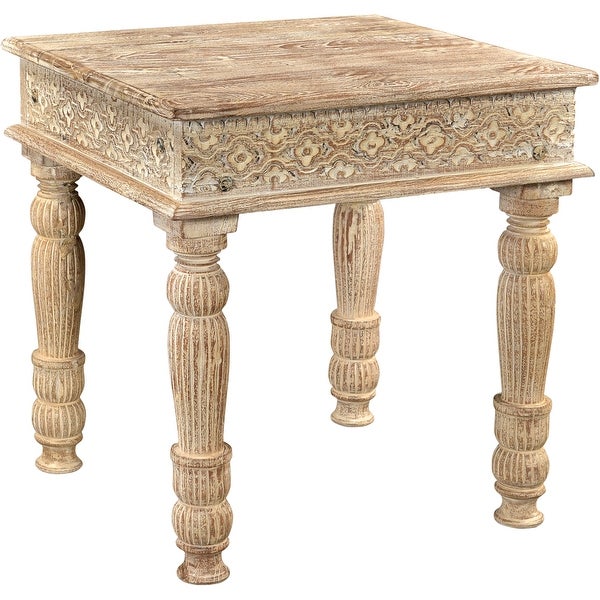 Milton Carved Teak End Table