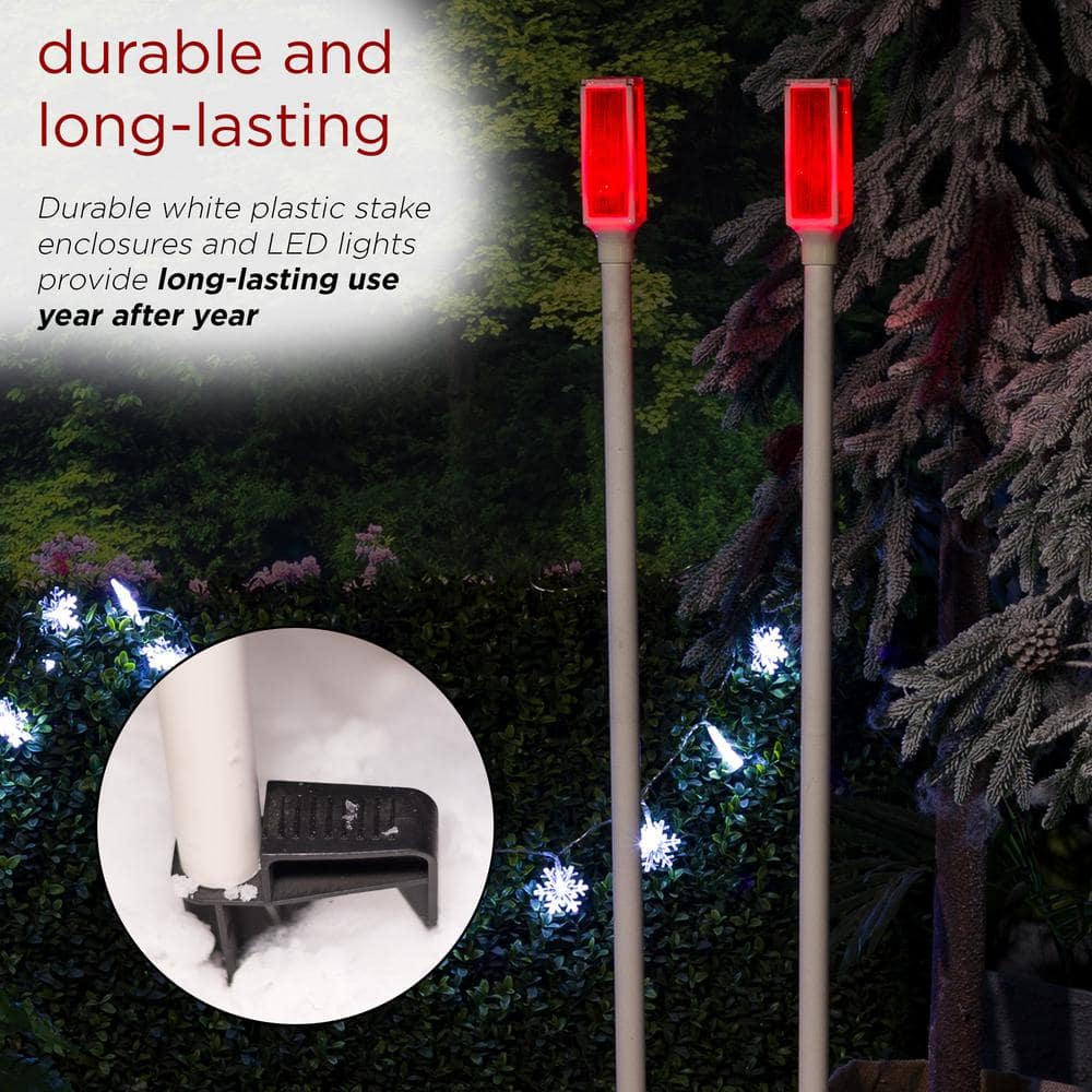 Alpine Corporation 43 in. Tall Outdoor Solar Powered Driveway Markers with Red LED Lights (Set of 2) SLC104SLR-RD-2