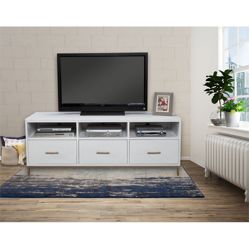 Alpine Furniture Madelyn Wood TV Console in White   Contemporary   Entertainment Centers And Tv Stands   by VirVentures  Houzz