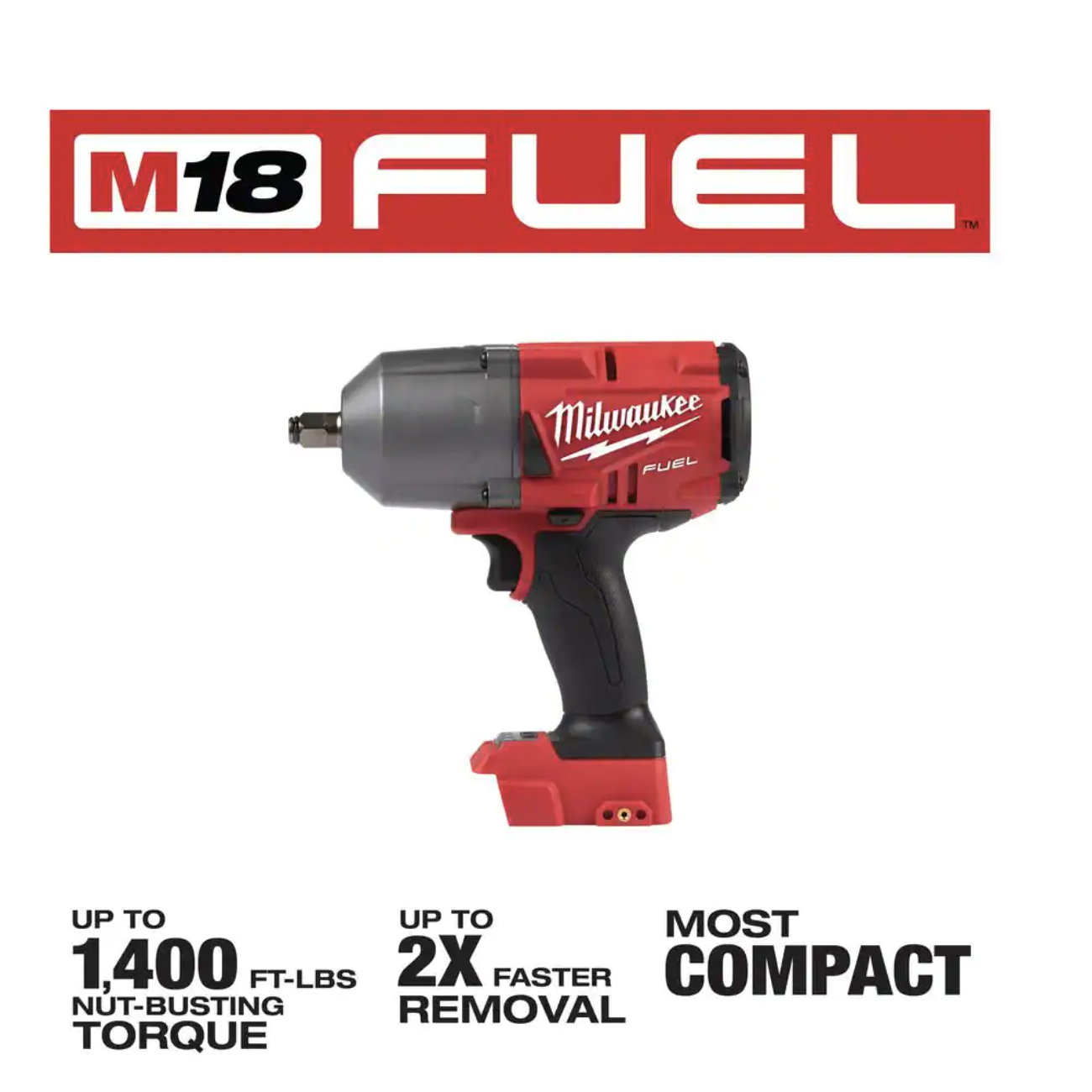 Milwaukee M18 FUEL 18V Lithium-Ion Brushless Cordless 1/2 in. Impact Wrench with Friction Ring With Protective Boot