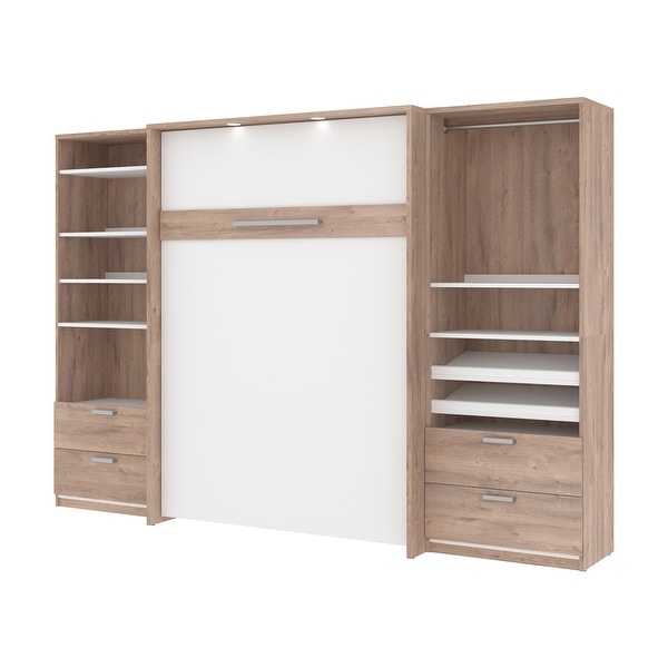 Cielo Full Murphy Bed and 2 Shelving Units with Drawers by Bestar - - 14086493