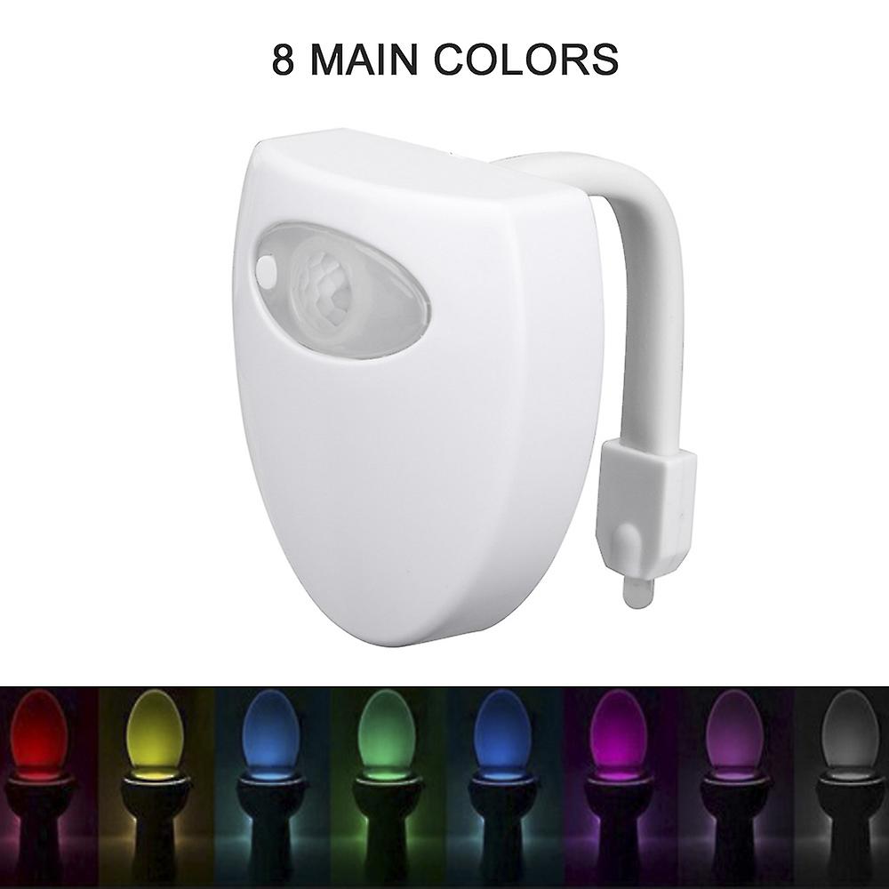 White 8-color Smart Bathroom Toilet Night Light Led Body Motion Activated On/off Seat Sensor Lamp