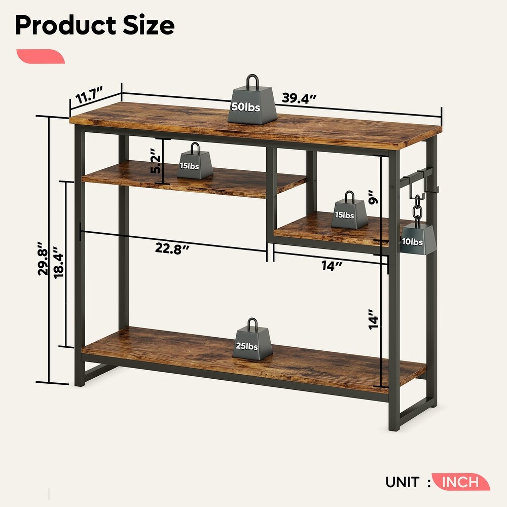 Console Tables with 4 Tier Storage Shelves   40 inch