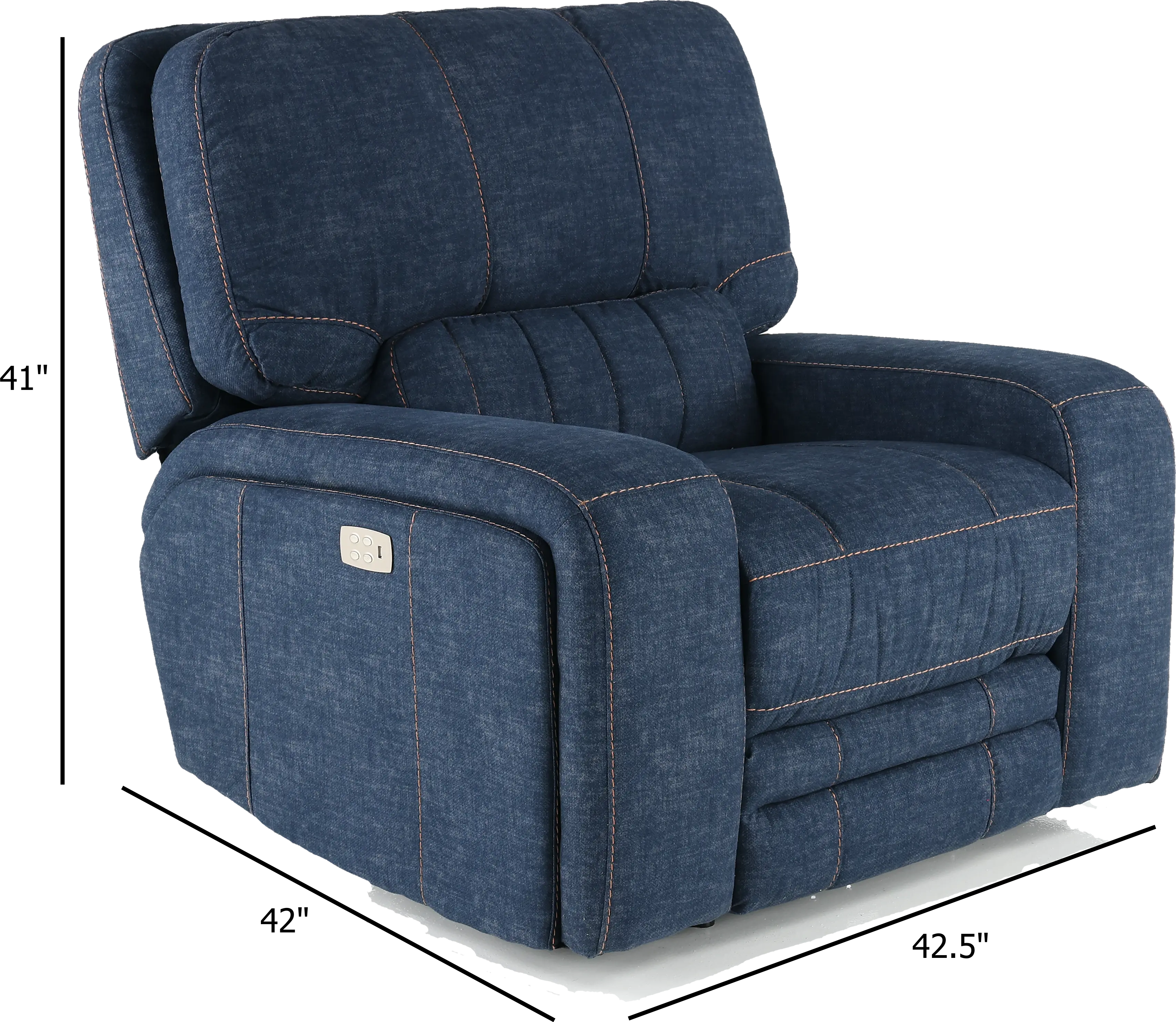 Rock Quarry Indigo Blue Power Recliner