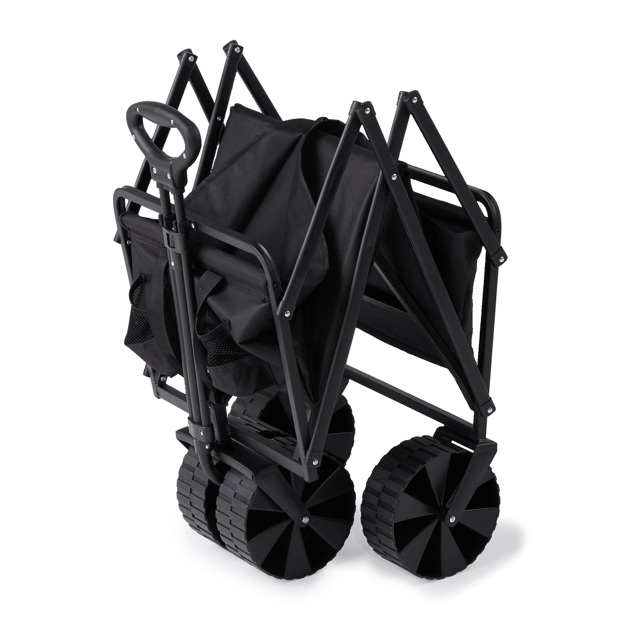 Seina 150lb Capacity Collapsible Steel Outdoor Utility Wagon Cart, Black