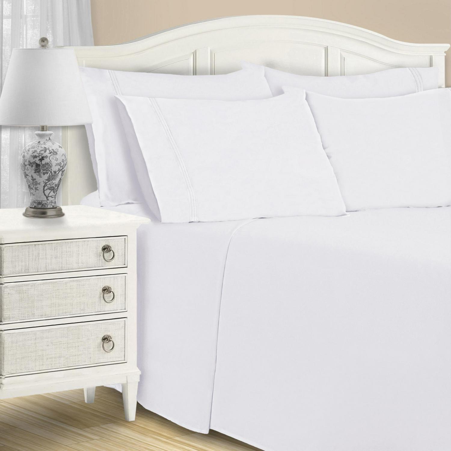 Superior Solid -Piece 1200 Thread Count White Sheet Set， King