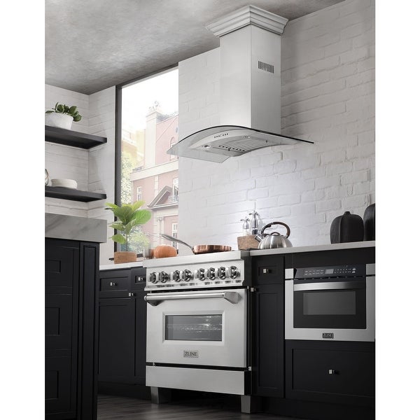 ZLINE Convertible Vent Wall Range Hood in Stainless Steel and Glass