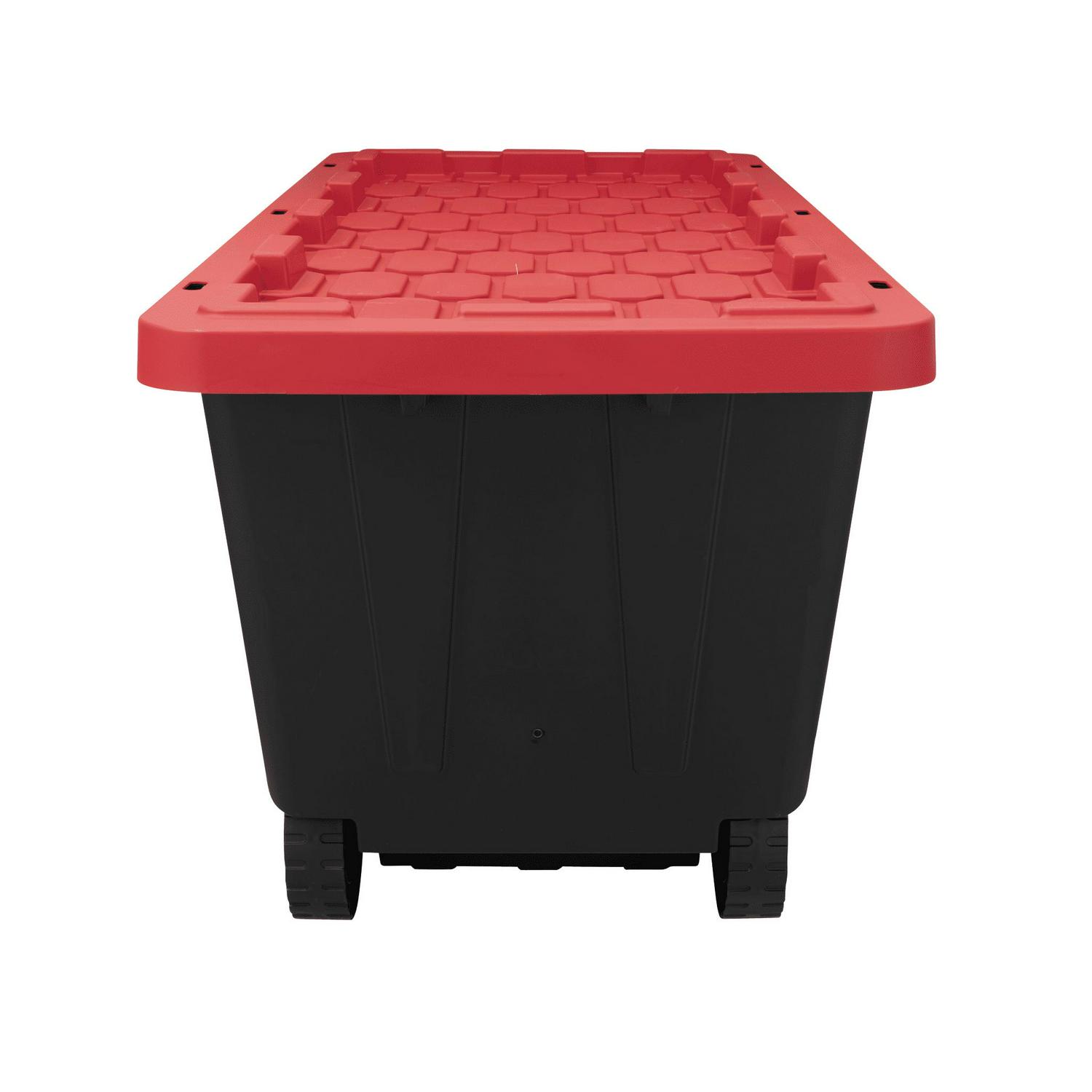 Hyper Tough 8211 50 Gallon Snap Lid Wheeled Plastic Storage Tote Black Base