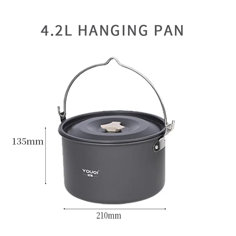 Customised portable storage cookware Aluminum high quality 3L camping pot kettle frying pan