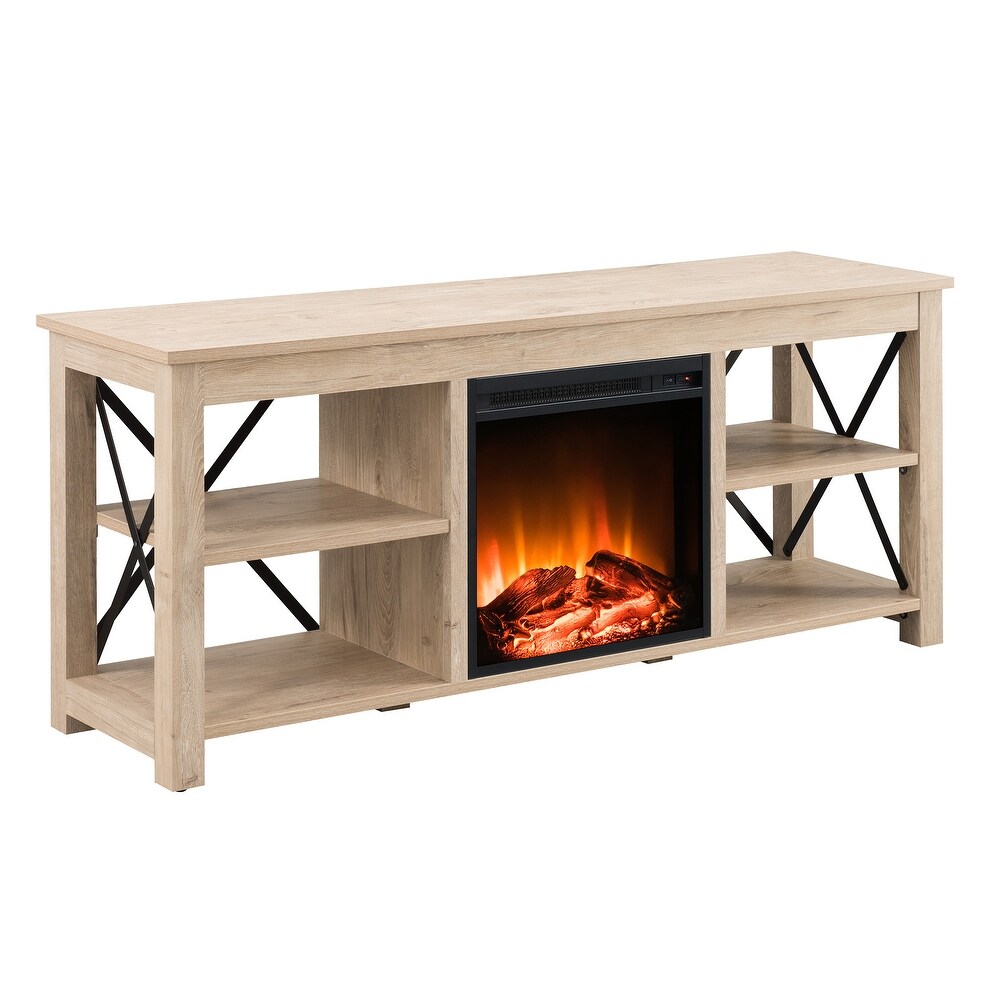 Sawyer TV Stand with Log Fireplace Insert