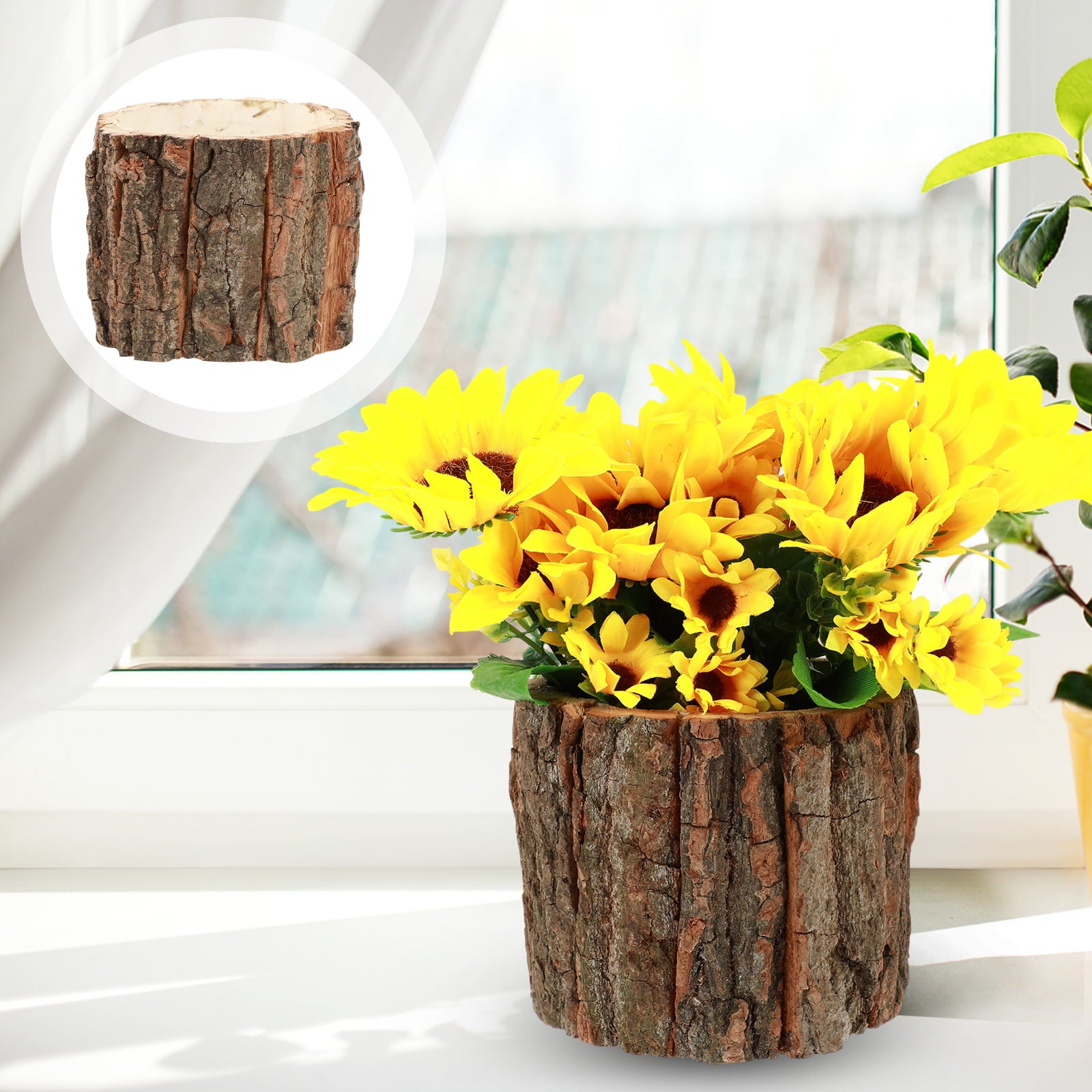 Homemaxs Flower Planter Wooden Pot Succulent Stump Log Bark Woodvasecontainer Pots Tree Rustic Driftwood Planter
Holder Planters