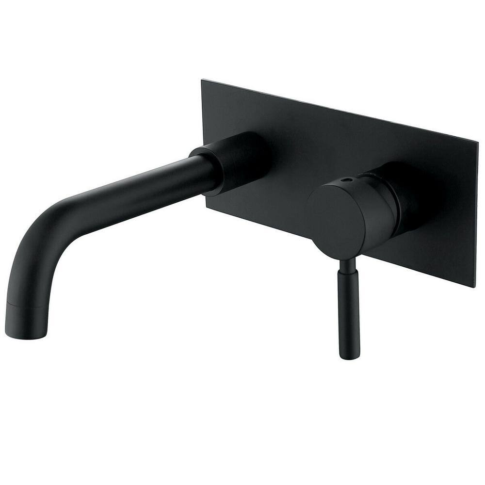 WELLFOR Single-Handle Wall Mounted Faucet with Cover Plate in Matte Black WB-H#RB022YB