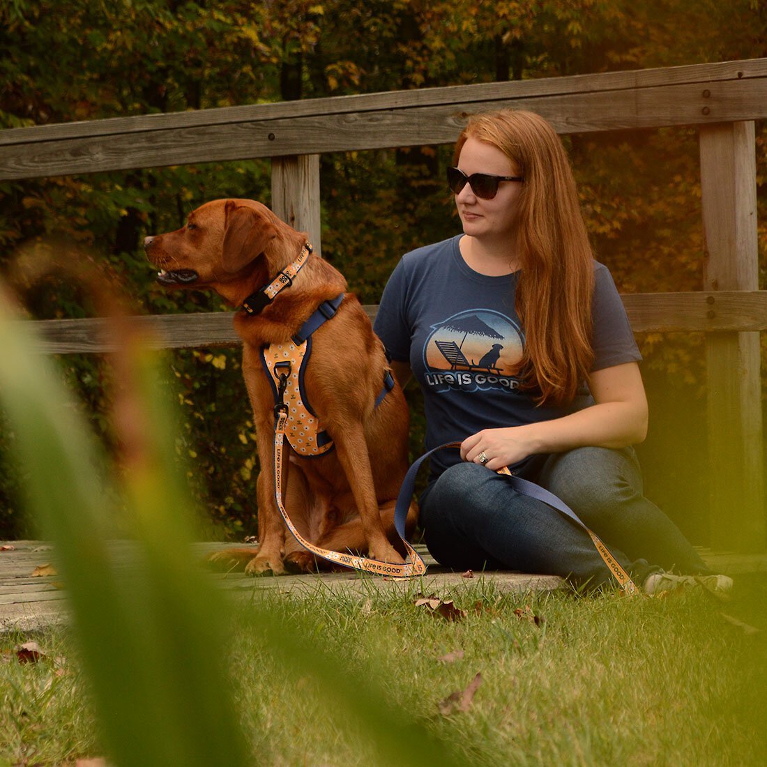 LIFE IS GOOD Canvas Overlay Good Vibes Dog Leash