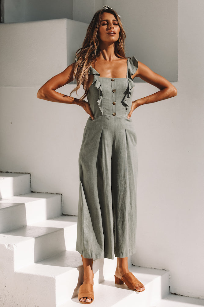 Numb Without Your Kisses Jumpsuit Khaki