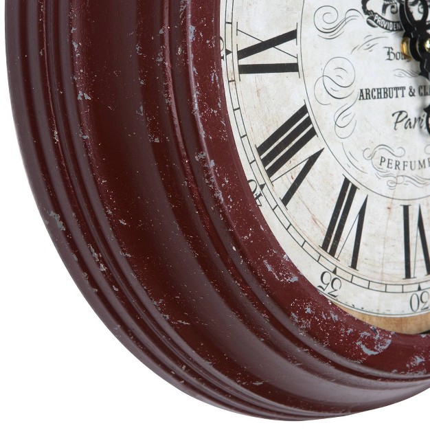 Round Wall Clock Distressed Red Yosemite Home Decor