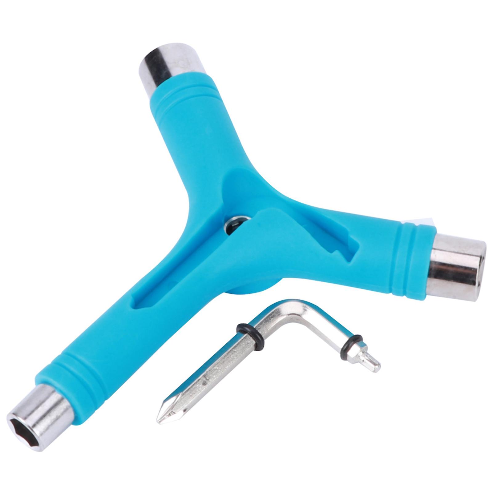 Y Type Multipurpose Five Functions Alloy Steel Wrench Professional Skateboard Toolskyblue