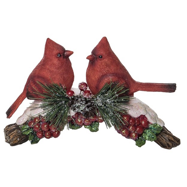 Transpac Resin 8 In Multicolored Christmas Cardinal Branch Decor