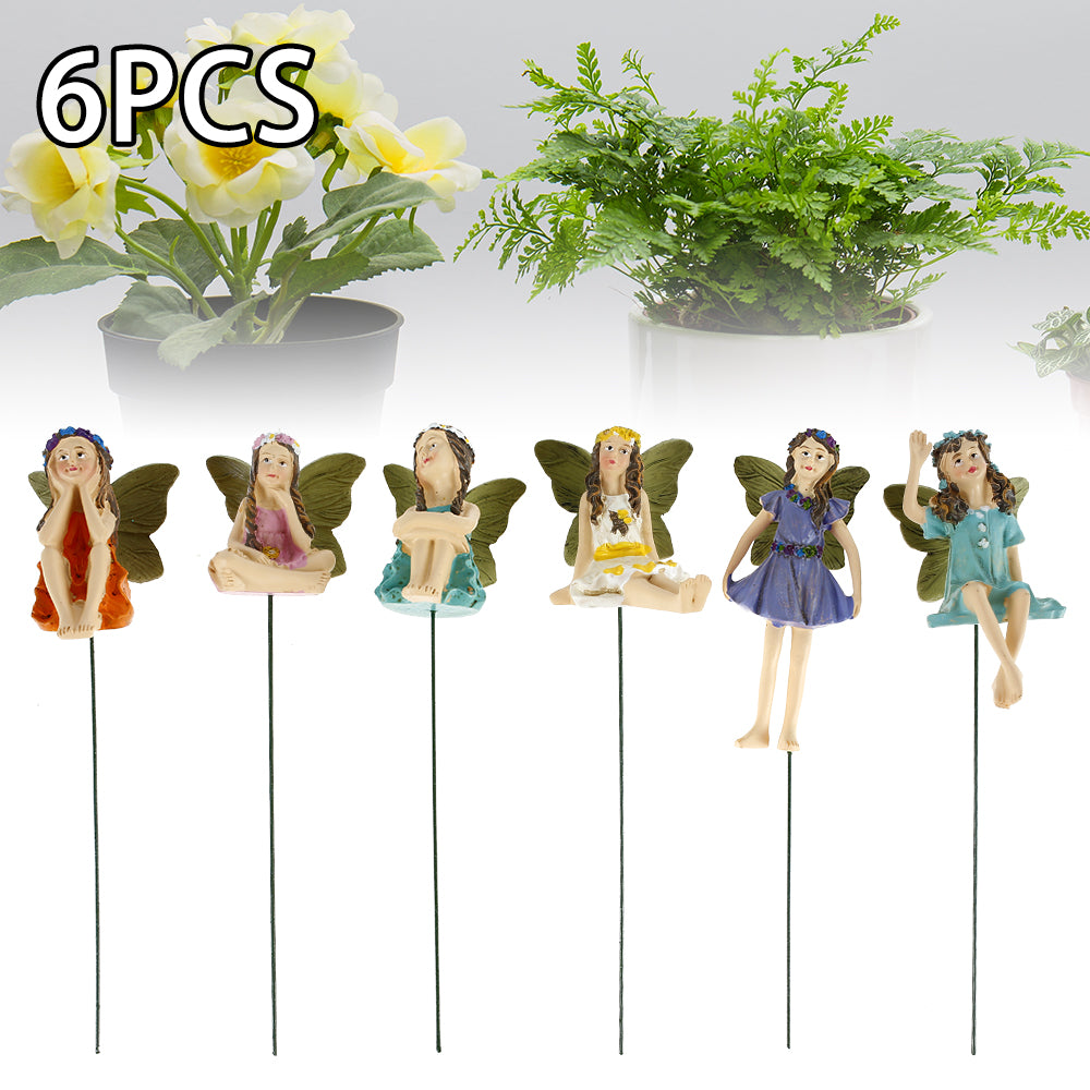 Willstar Miniature Fairies Figurines Accessories-6pack Camping Kit Fairies Flower Pot Resin Fairy Garden Figurines Angel Accessories Ornaments for Outdoor Decor