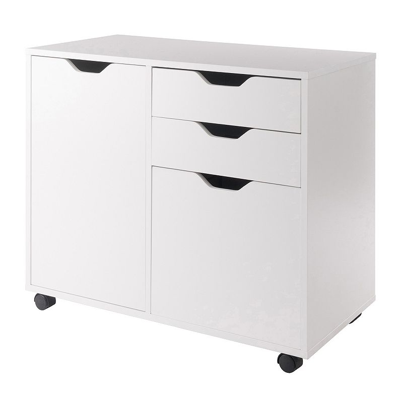 30.75 White Two Section Mobile Filing Cabinet