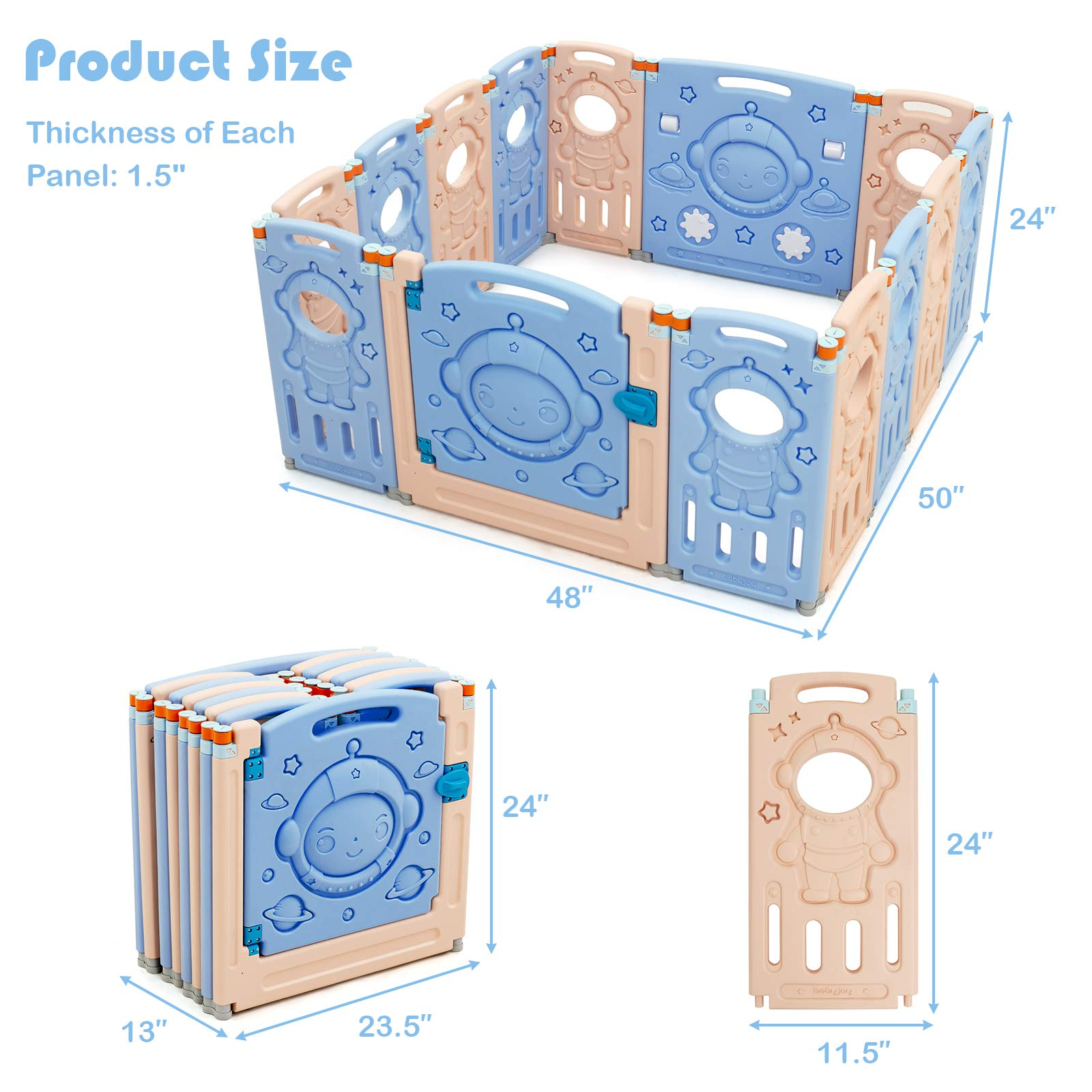 Costzon Baby Playpen - 14/16/18 Panel Foldable Thicken Baby Fence, Baby Play Yards with Lockable Door