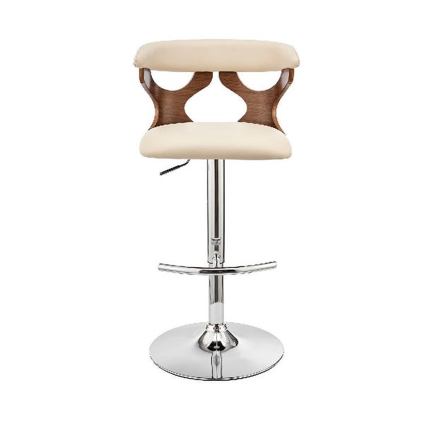 Adjustable Barstool with Curved Cut Out Wooden Back - 20 L X 20 W X 43 H Inches