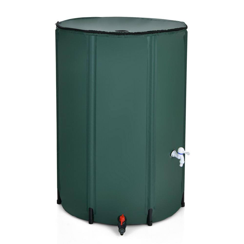 Gymax 100 Gal. Portable Rain Barrel Water Collector Collapsible Tank with Spigot Filter GYM03935