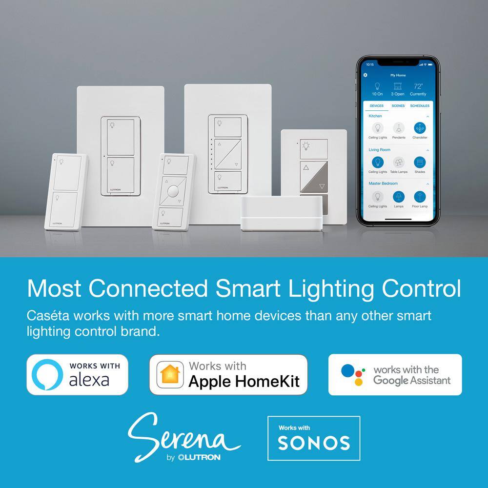 Lutron Caseta Smart Lighting Switch (2 Count) Starter Kit Neutral Wire Required (CASETA-2SWITCH) CASETA-2SWITCH